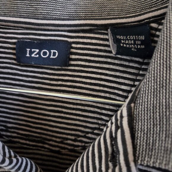 Izod Men's Gray Striped Short Sleeve Polo - Picture 3 of 3